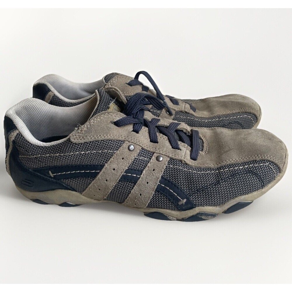 Skechers‎ Shoes Mens 9 Diameter Blake Relaxed Sneakers 63730 Navy Gray Leather